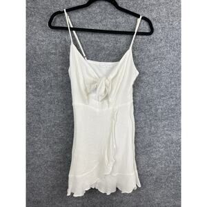 American Threads White Zip Back‎ Dress Women's Bow Front- Size Small